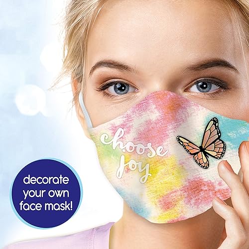 Miniatura 4 de Horizon Group USA Next Style Make Your Own Face Kit, 4 máscaras faciales reutilizables precosidas, estampado de leopardo y teñido anudado,