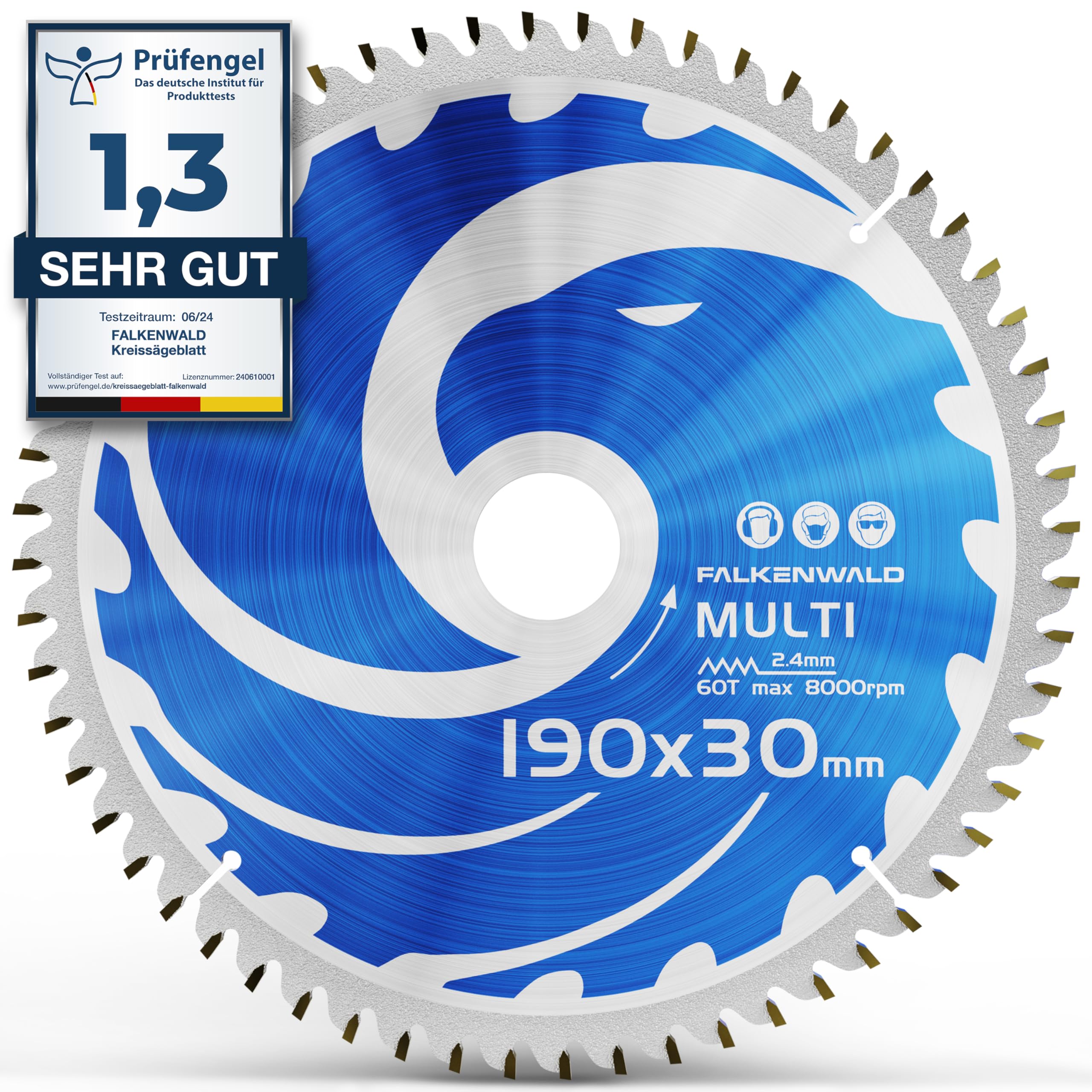 FALKENWALD ® Circular Saw Blade 190 x 30 mm (Multi) for Wood, Metal, Plastic and Aluminium - 190 Circular Saw Blade - Compatible with Bosch, Metabo