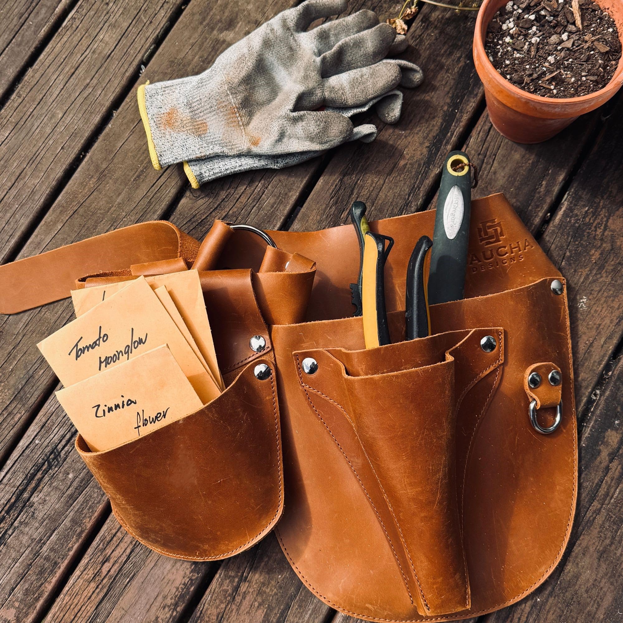 Leather Garden Tool Belt - Gardening Gifts for Women - Utility Belt Organizer Pouch - Gift for Gardeners and Florists - Image 4
