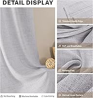 Vista 4 de Cortinas de lino semitransparentes con textura de cocina, 36 pulgadas de largo, cortinas pequeñas con bolsillo para barra, cortinas para cafetería
