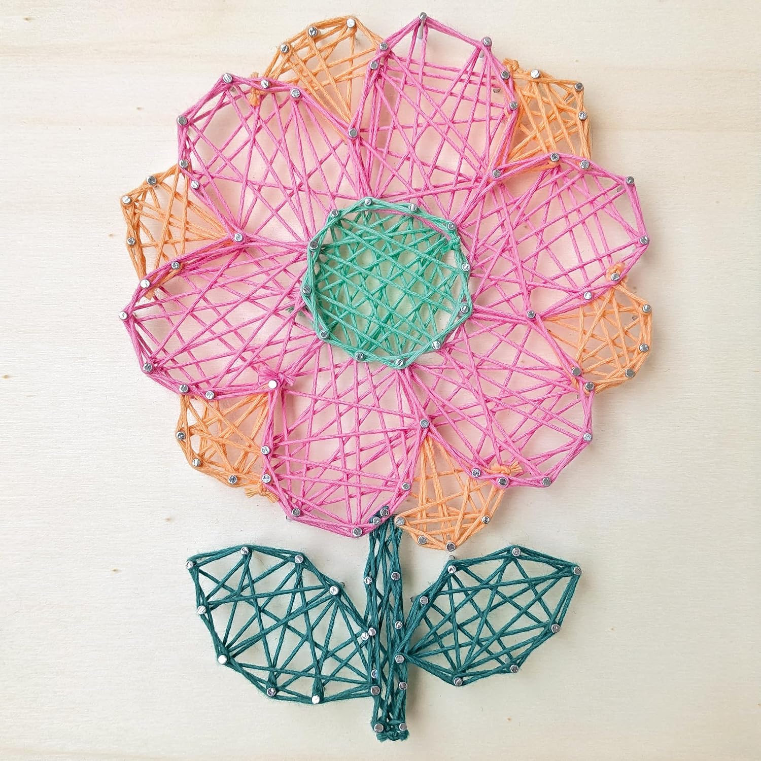 Pebaro NB7 Nail Picture Creative Set, Craft Set, Thread Picture, String Art, with Pre-Printed Flower Motif, Includes Nails, Crafts with Wood, Creative Gift Idea, Decorative Items, 20 x 20 cm