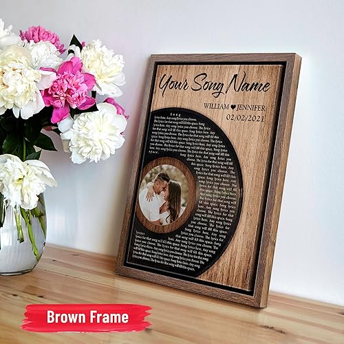 Miniatura 6 de H-DEWALL Letras de canciones personalizadas con marco, arte de pared musical personalizado para él, decoración sentimental y regalo inspirador