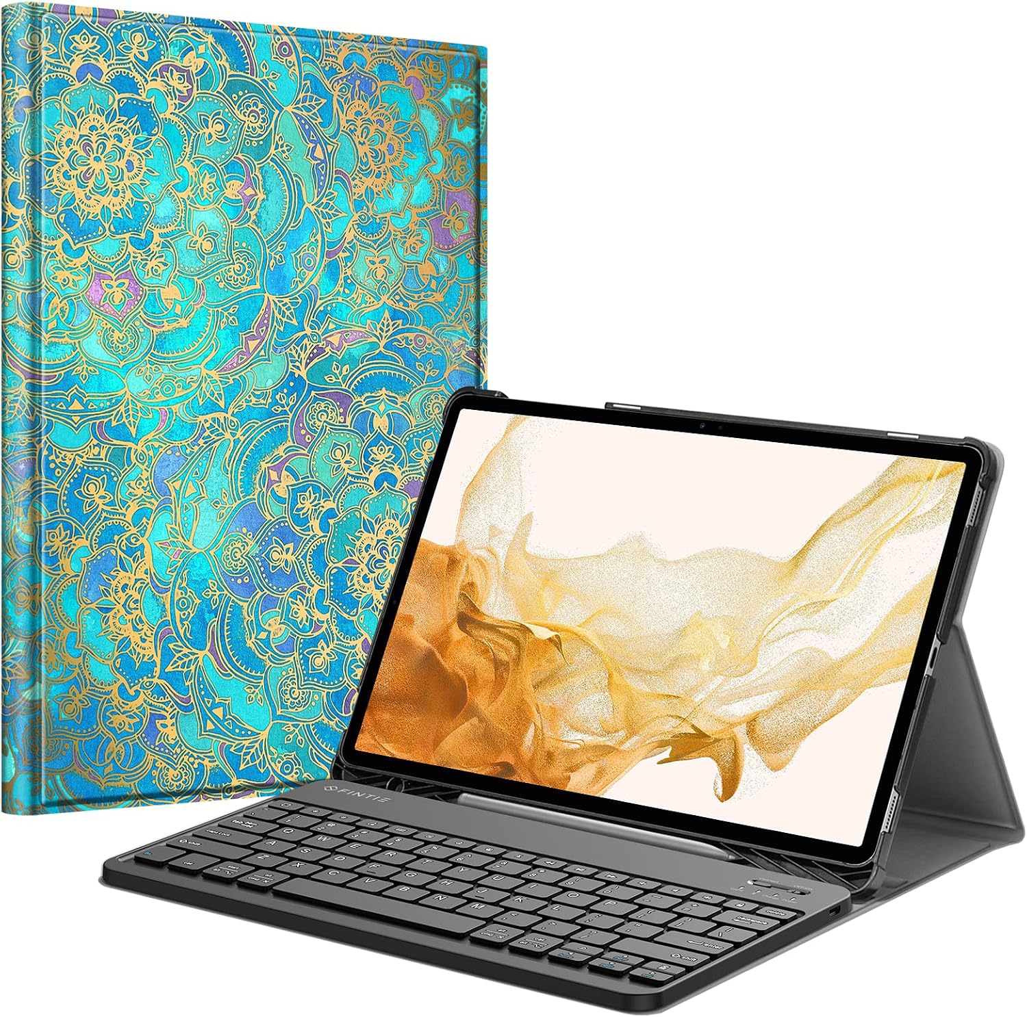 Fintie Keyboard Case for Samsung Galaxy Tab S8 Plus 2022/S7 FE 2021/S7 Plus 2020 12.4 Inch with S Pen Holder, Slim Stand Cover Detachable Wireless Bluetooth Keyboard, Shades of Blue
