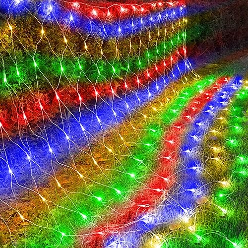 kemooie Luces de red de Navidad para exteriores 198 luces LED de 98 x 66 pies conectables 8 modos de parpadeo luces de malla colgantes para jardín