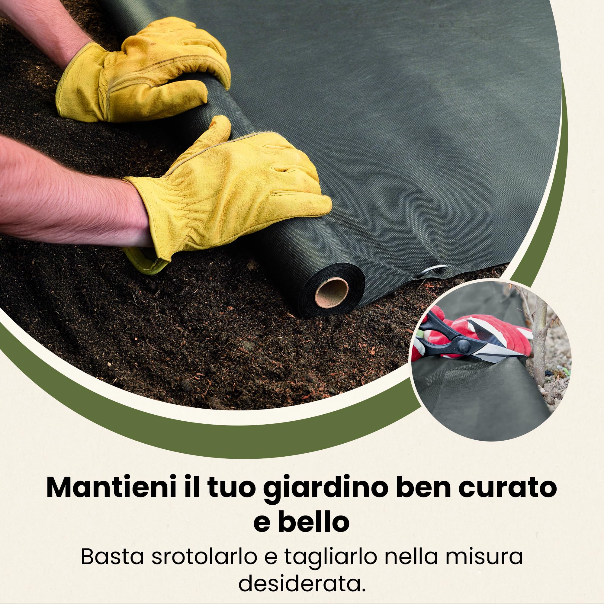 Tessuto Non Tessuto Anti-Erbacce 10 M² (2x5 M) 100 G/m² | Permeabile E Resistente Ai Raggi UV Con Picchetti - 4