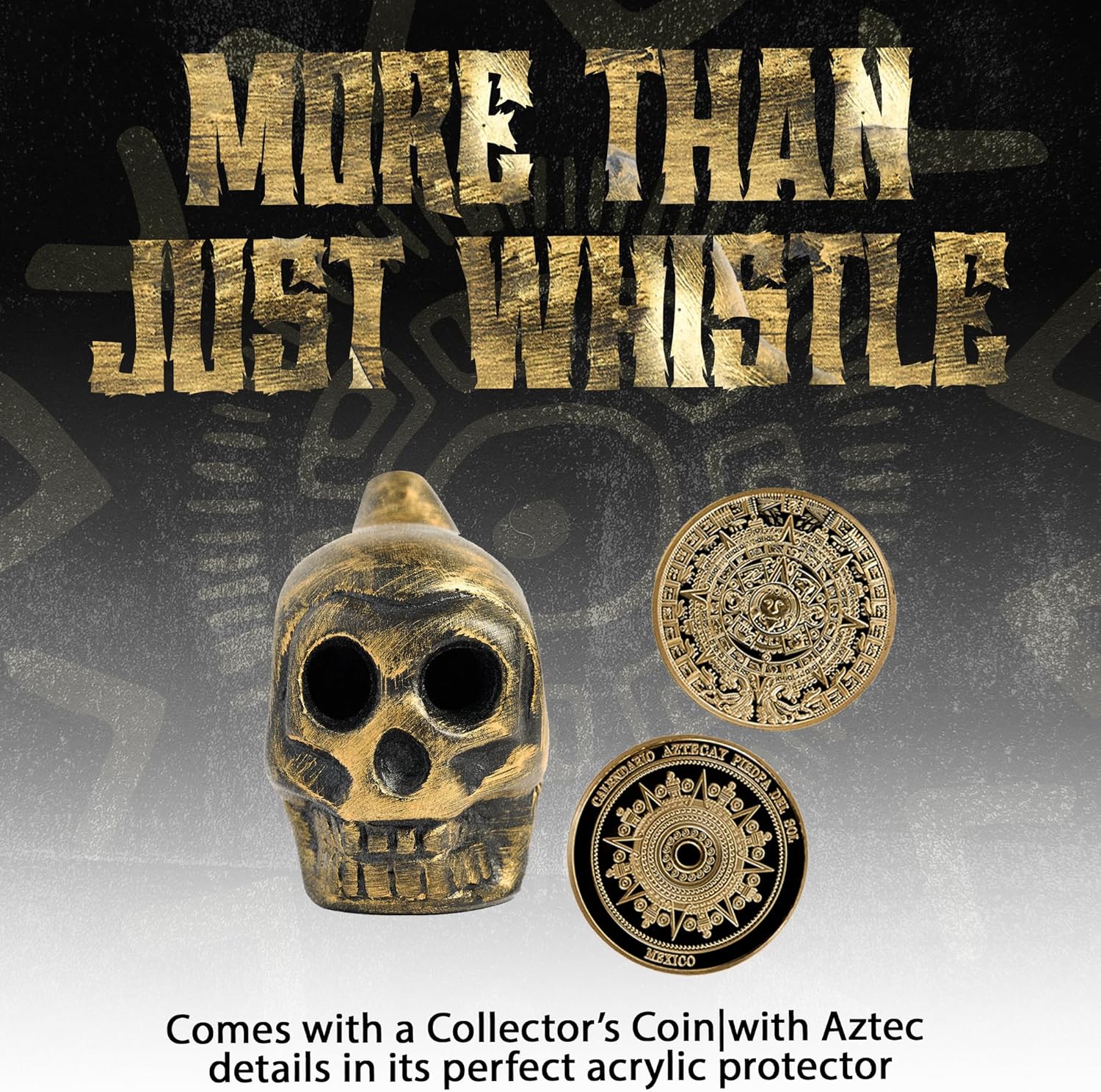 Aztec Death Whistle Loudest, Best Traditional Aztec Death Whistle Apex Predator, Devices To Annoy Neighbors Gifts For Men Unique Rare Finds (Gold)