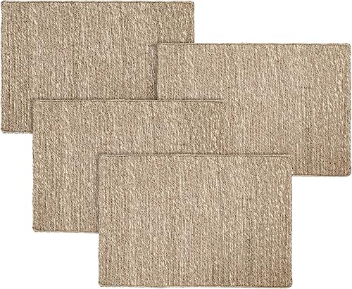 Miniatura 8 de Hausattire Juego de 4 manteles individuales trenzados de yute de 13 x 19 pulgadas, reversibles, tejidos a mano, bohemios, vintage, para mesas de