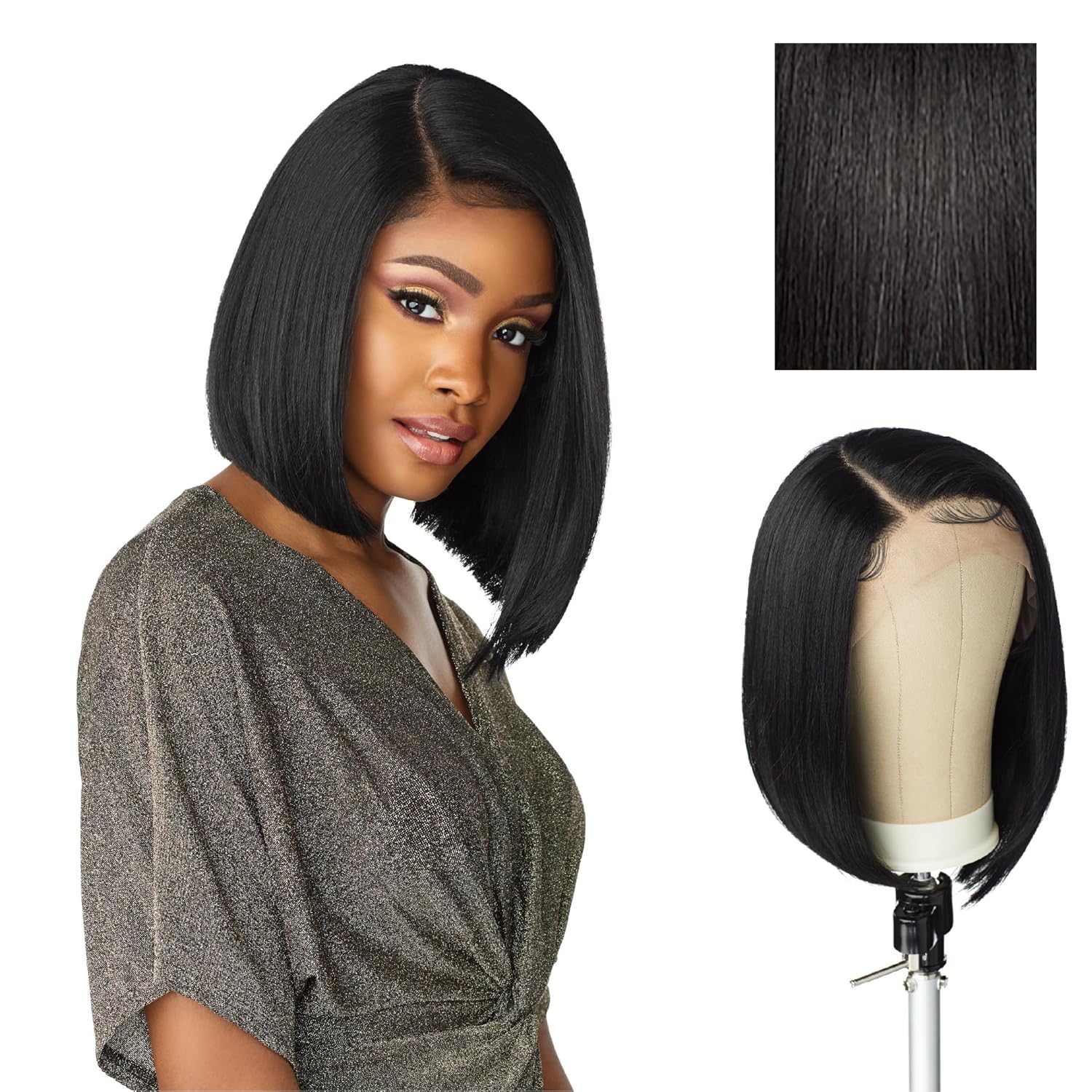 Sensationnel Butta Lace Wigs - Unit 1 Extra Wide 5 Inch Deep Parting Synthetic Preplucked Hairline Glueless Lacefront (1B OFFBLACK)