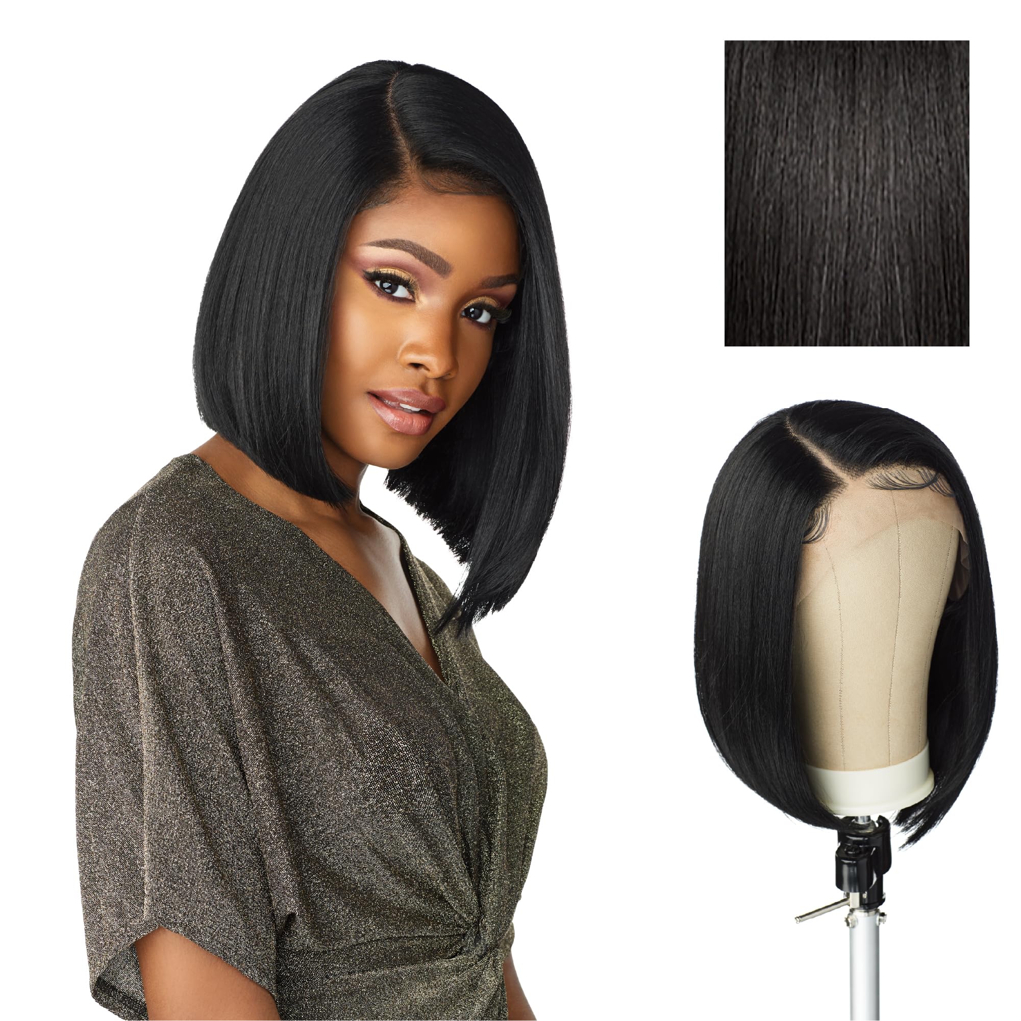 SensationnelButta Lace Wigs - Unit 1 Extra Wide 5 Inch Deep Parting Synthetic Preplucked Hairline Glueless Lacefront (1B OFFBLACK)