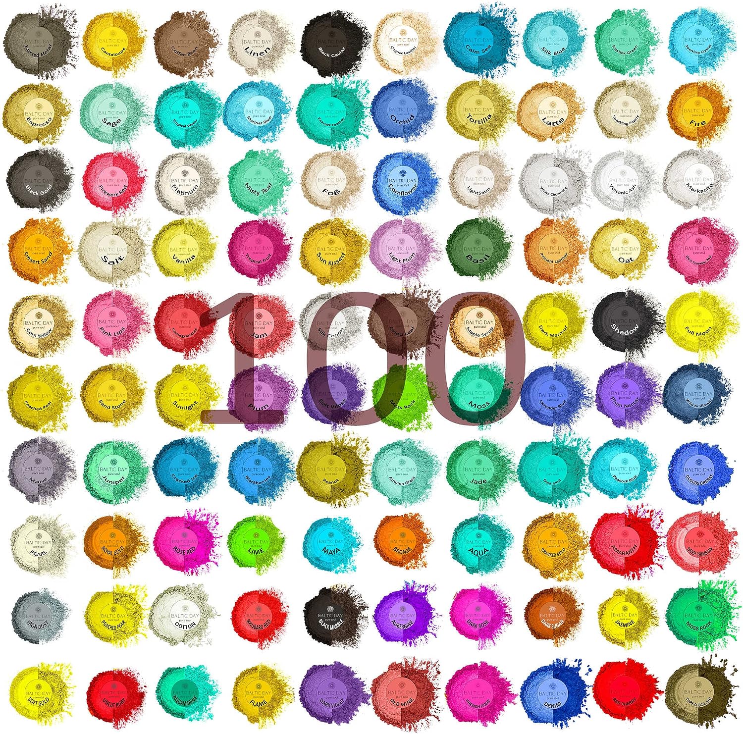 Baltic Day Mica Powder - 60 Pigment Powder Colors + 100 Mica Powders [160 Colors[ - Mica Powder for Epoxy Resin, Soap Making, Slime, Candles