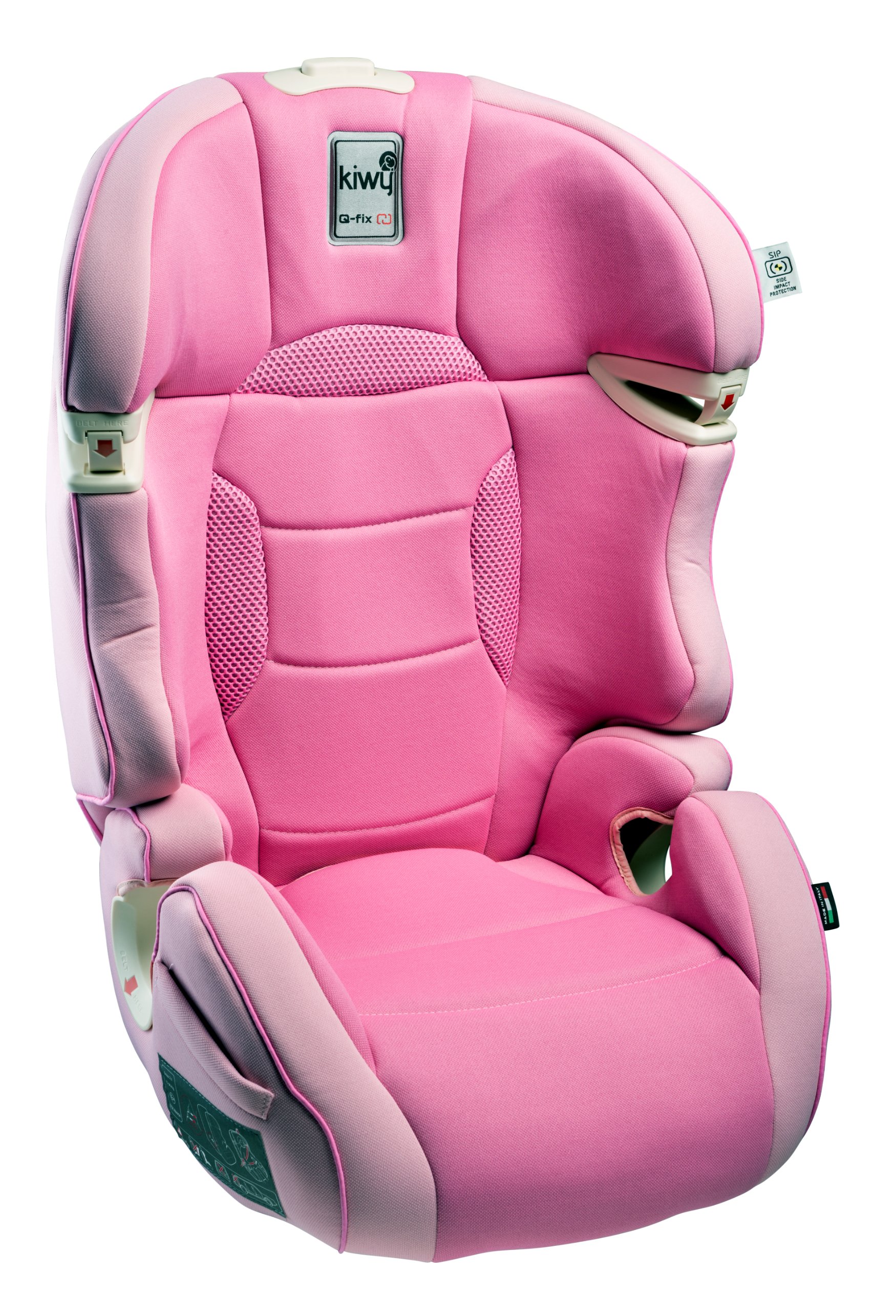 Kiwy 14003KW07B fotelik samochodowy dla dzieci SLF23 z adapterem Q-Fix do Isofix, grupa 2/3, 15-36 kg, candy pink