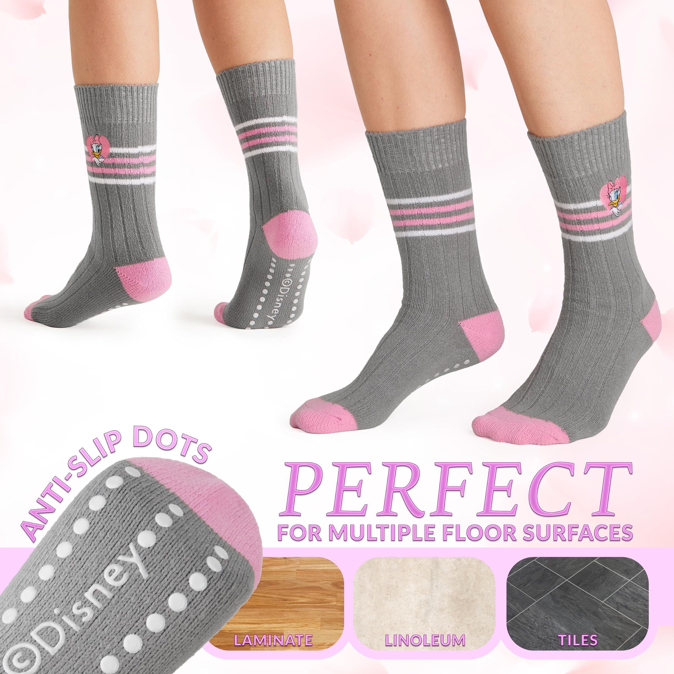 Disney Kuschelsocken Damen Teenager Größe 35–41, Weich Flauschige Rutschfeste Stoppersocken, Warme Geschenke für Frauen