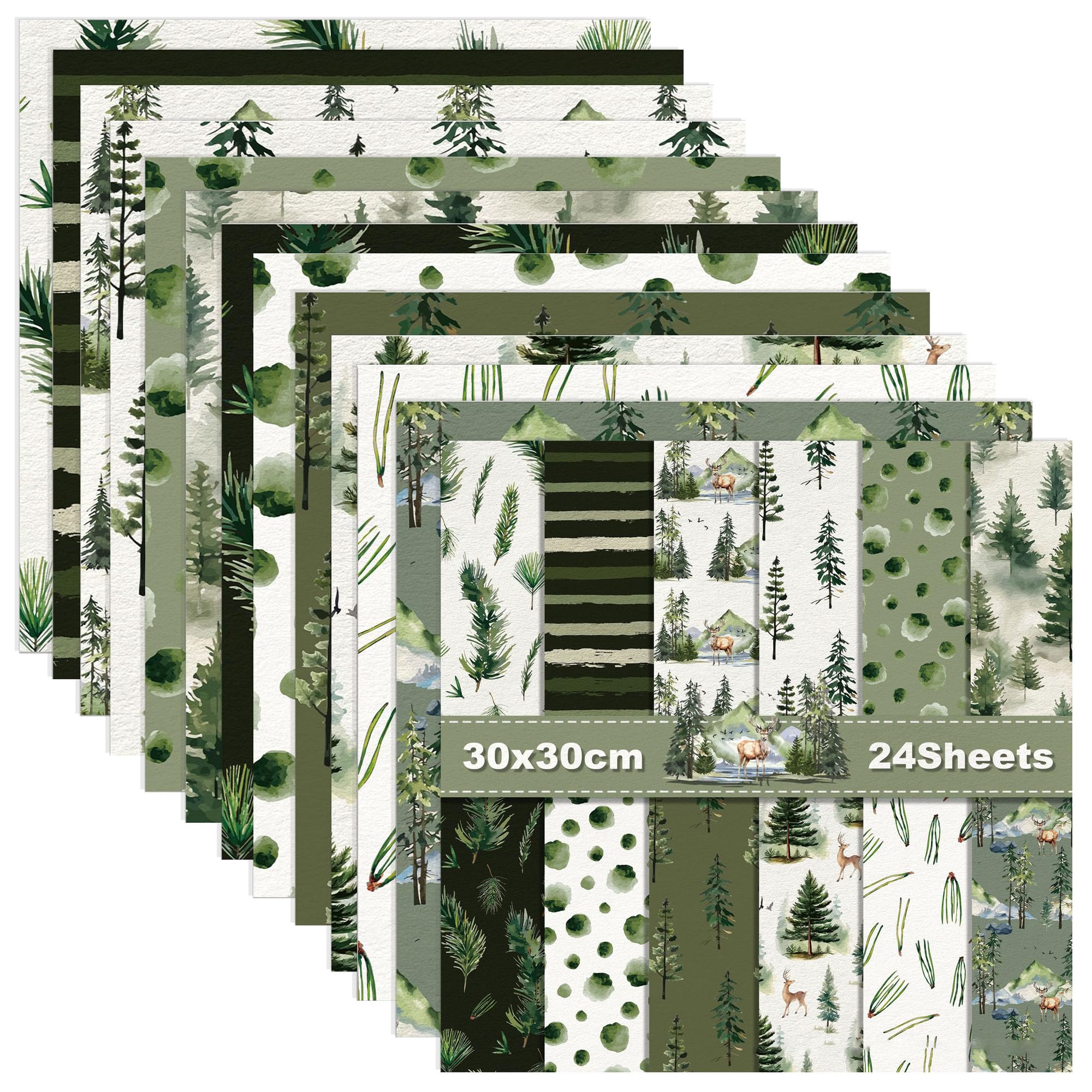 amazon-com-glktopo-24-sheets-winter-watercolor-christmas-tree-pattern-paper-double-sided-print-11-8-11-8-inches-scrapbook-paper-green-grid-forest-animal-for-diy-journaling-scrapbooking-decoupage-b-style-arts-crafts-sewing