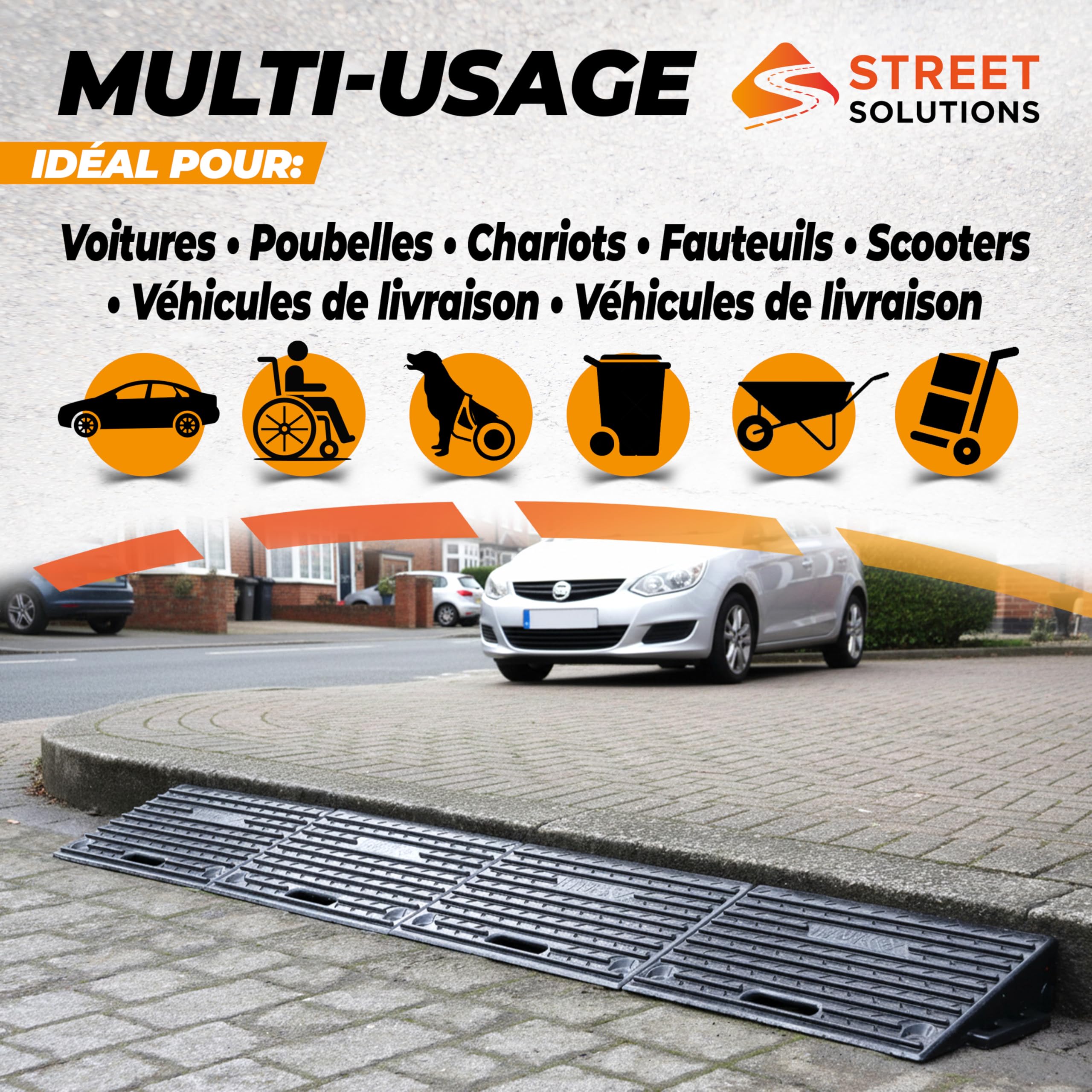 Street Solutions UK Rampe de Trottoir pour Voiture et Fauteuil Roulant – 10 cm Rampe Daccès de Seuil en Caoutchouc Antidérapante