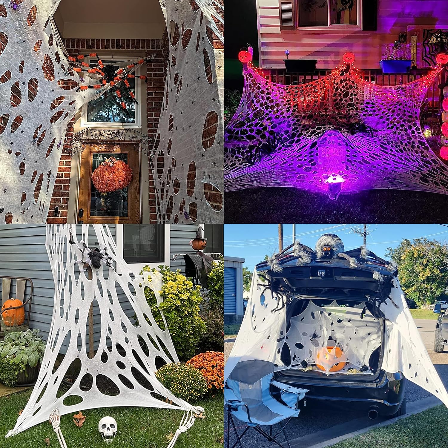 DAZONGE 450 sqft Spider Webs Halloween Decorations, Stretchy Beef Netting Halloween Spider Web, Spooky Spider Web Decorations for Halloween Party, Haunted House