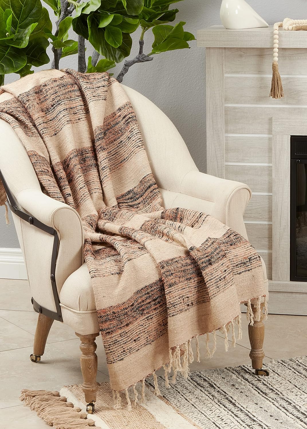 SARO LIFESTYLE Striped Design Throw Blanket