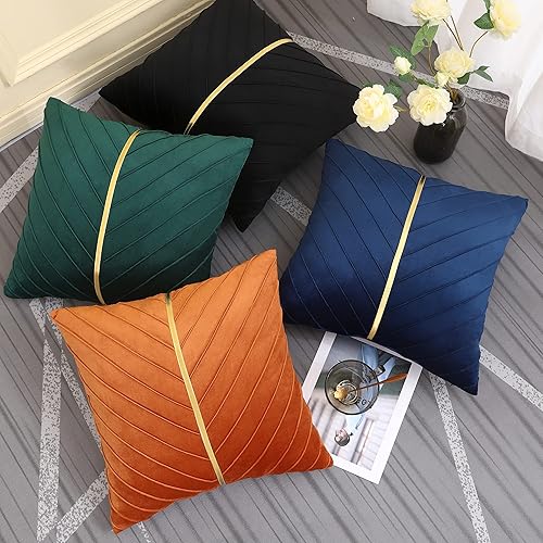 Miniatura 4 de Tosleo Fundas de almohada de terciopelo verde navideño de 24 x 24 pulgadas, paquete de 2 con fundas de almohada decorativas de lujo y modernas de