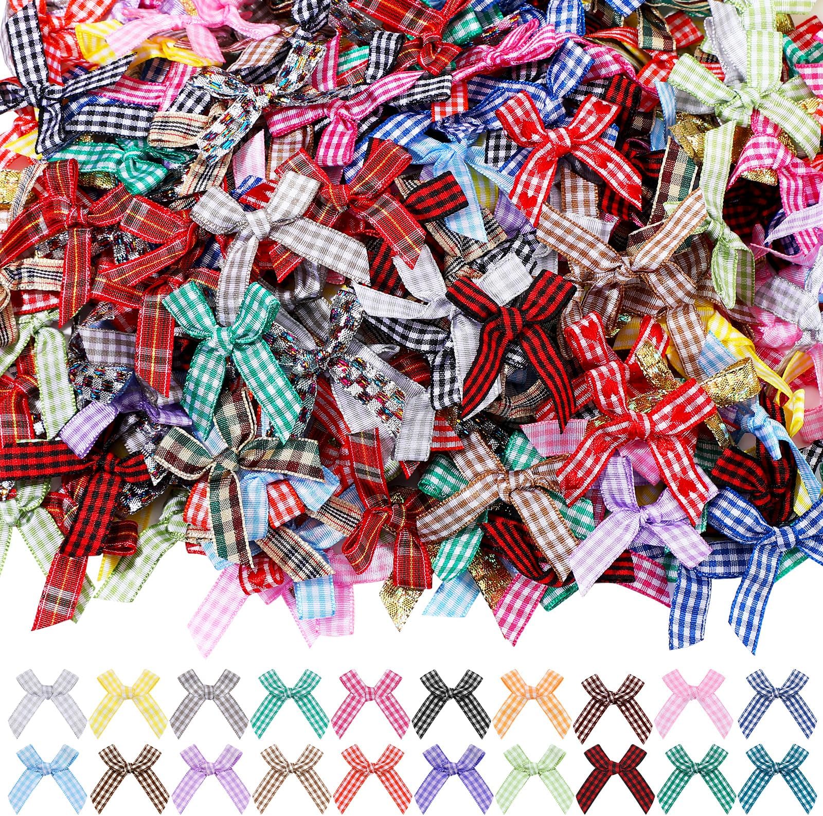Amazon.com: Aysekone 100 Pieces Mini Metallic Edge Satin Bowknot ...
