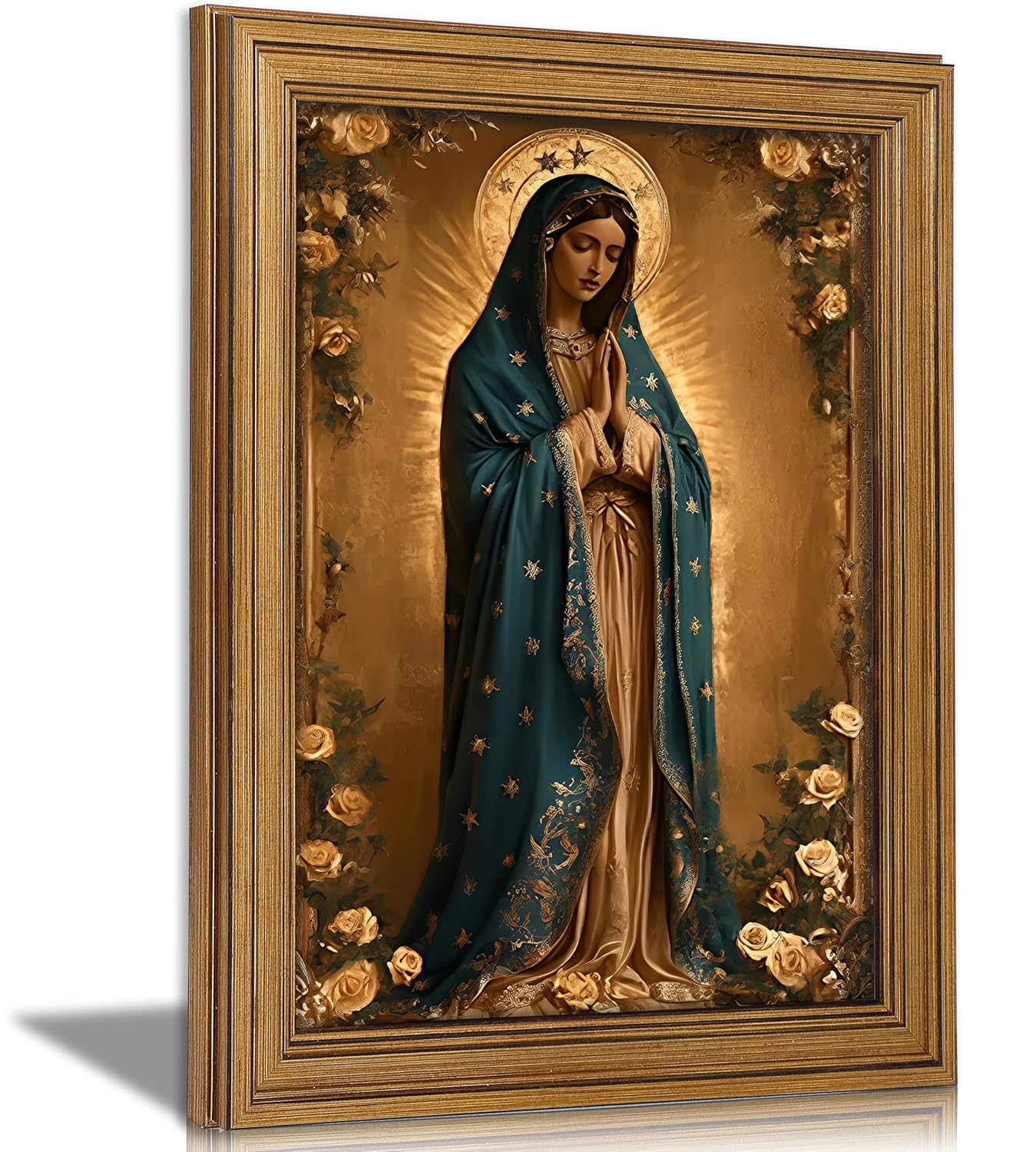 Vintage Gold Framed Virgin Mary Wall Art
