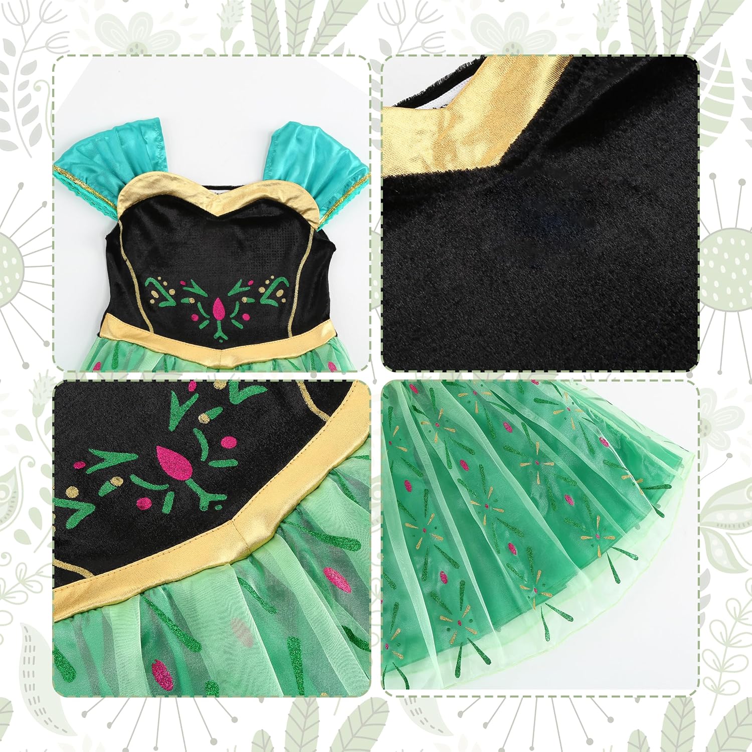 Princess Costumes for Girls Cosplay Halloween Christmas Birthday Party Dress Up 3-10Y - Image 3