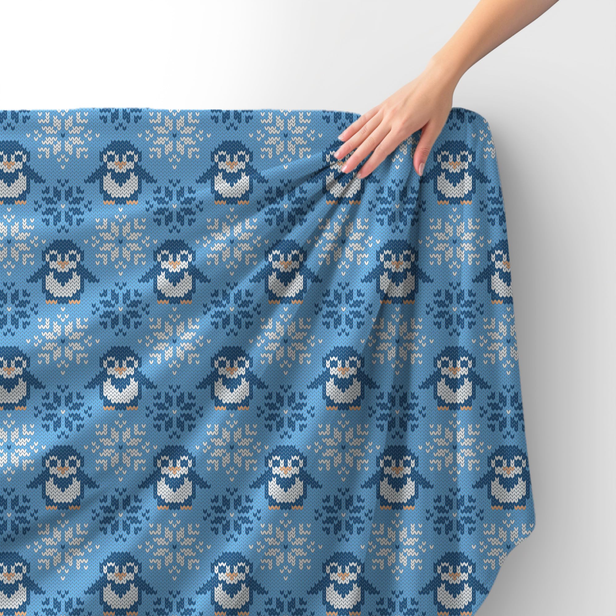 HEKO PANELS Tkanina velvet obiciowa drukowana, Pingwiny, 5 metrów 140x500cm