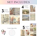 97 DECOR Vintage French Country Decor - Antique European Posters Gallery Wall Prints, Rustic Cityscape Landscape Paris Pictures, Vintage French Wall Art for Bedroom Home Decorations (UNFRAMED)