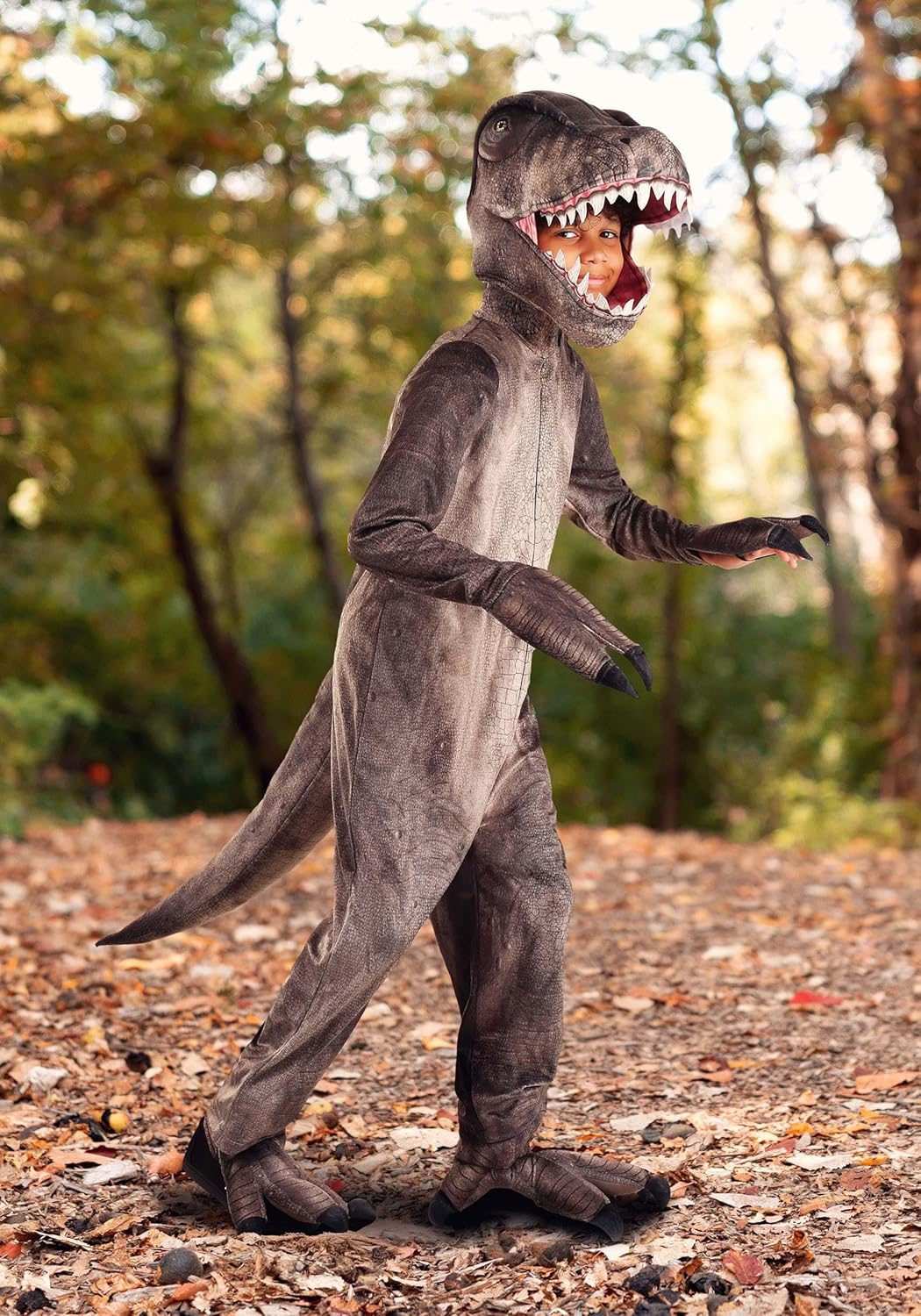 Realistic T-Rex Costume for Kids - Tyrannosaurus Rex Dinosaur Jumpsuit for Boys - Child Jurassic Cosplay Outfit