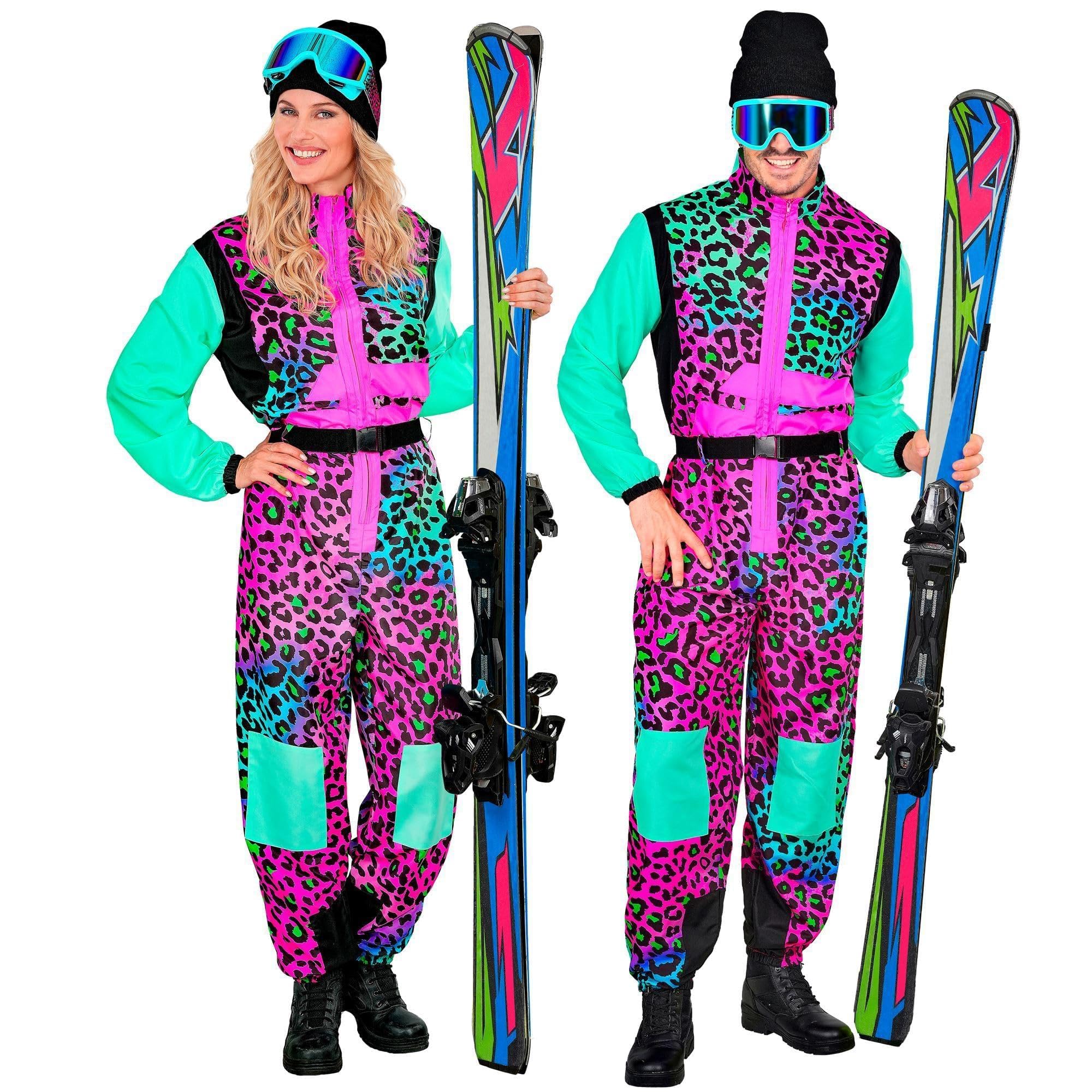 W WIDMANN MILANO Party Fashion - Kostüm Skianzug für Damen und Herren, Overall mit Gürtel, Retro Design für Karneval & Apres Ski Party