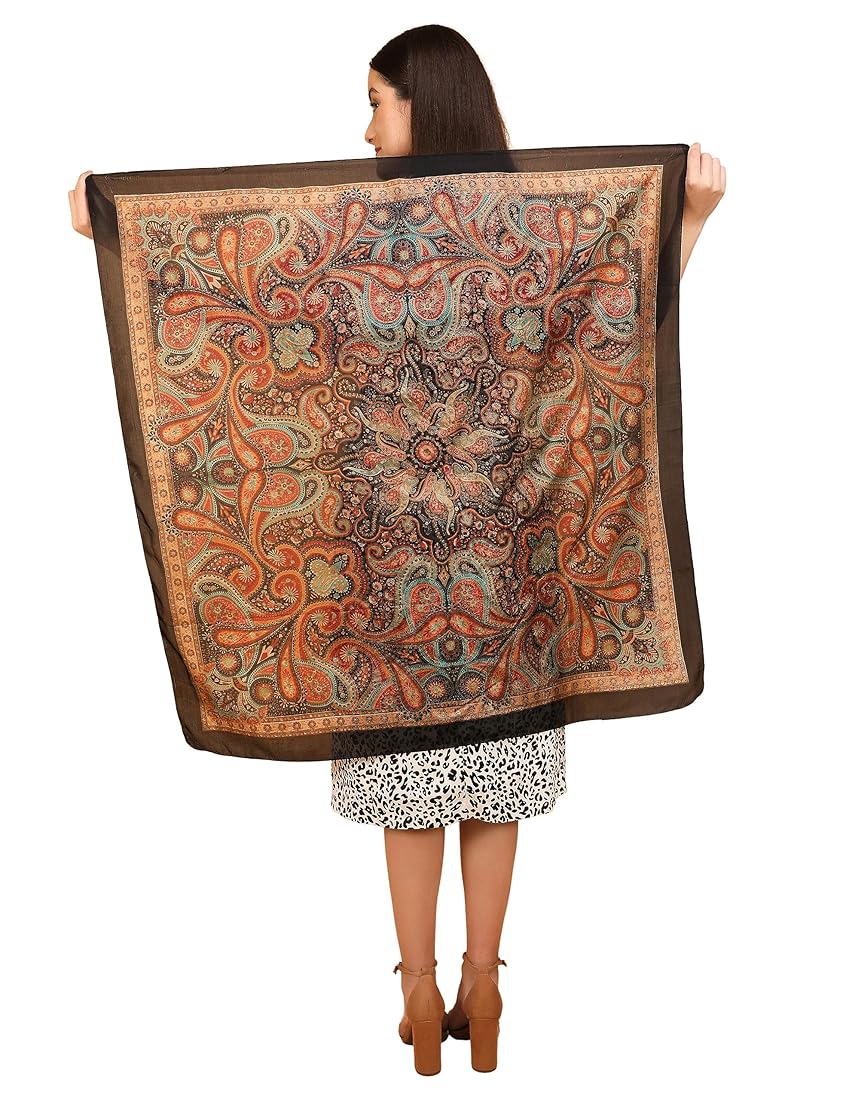 fur ファッション MASU FUR PRINT SILK SCARF BROWN