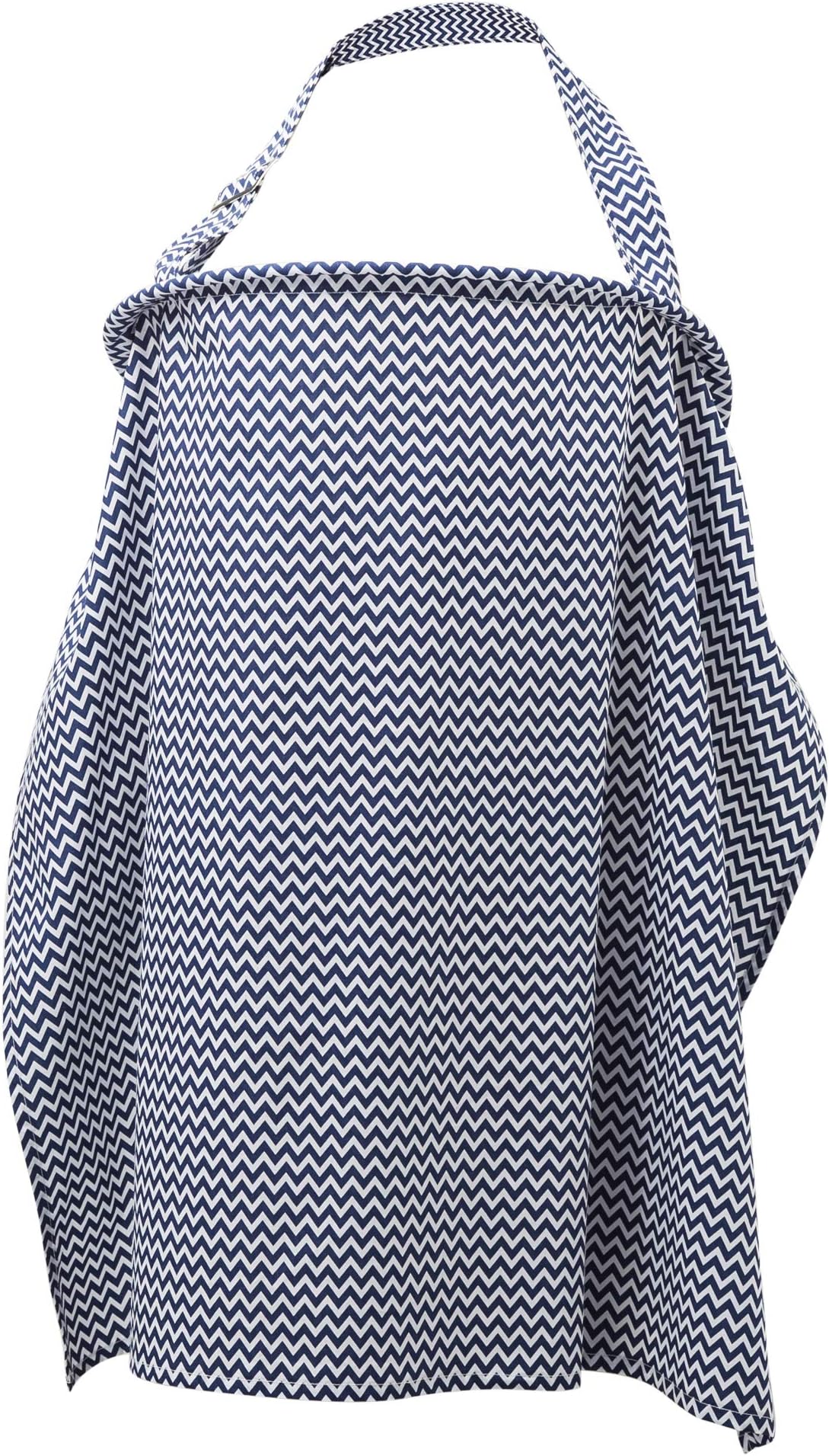 Liberty Lane Breast Feeding Cover Up | Nursing Cover for Breastfeeding Infants with Matching Neck Scarf/Bib for Burping Baby | Free Matching Storage Pouch | 100% Cotton (Blue and White)