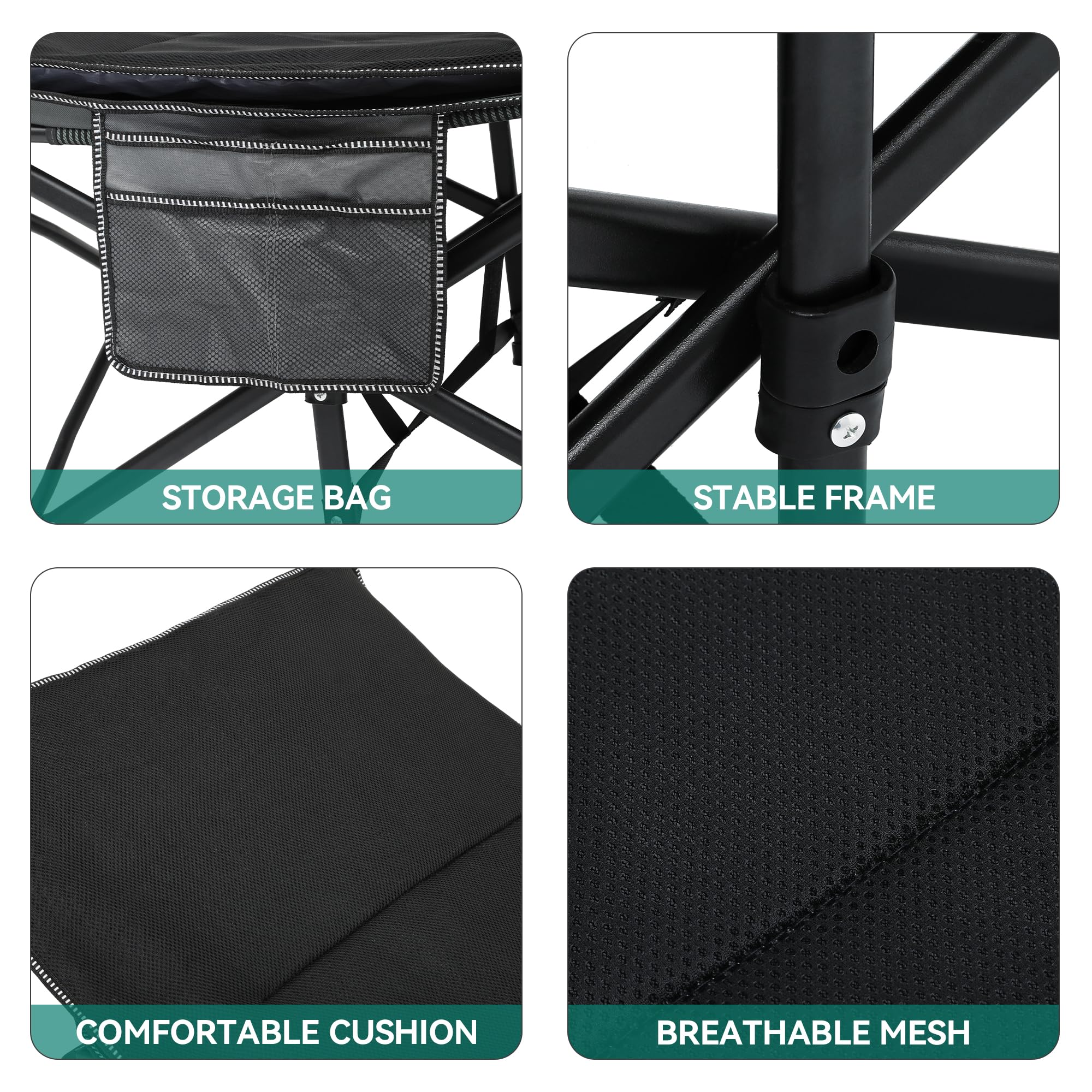 YITAHOME Brandina da Campeggio Pieghevole con Materasso Traspirante, Lettino da Campeggio Robusti e Resistenti, Letto da Campeggio Comodo con capacità di 250 kg per Viaggi/Ufficio/All'Aperto, Nero