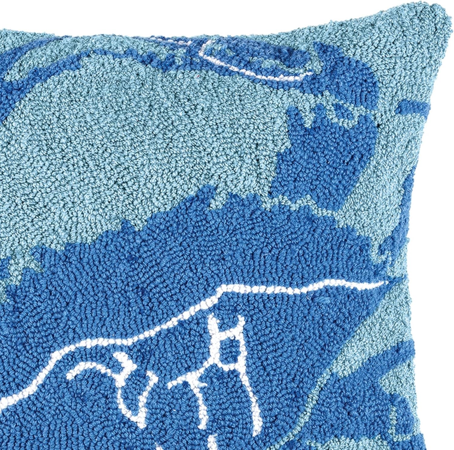 C&F Home Blue Crab Hooked Throw Pillow 18" x 18" Coastal Beach Nautical Themed 18" x 18" Blue