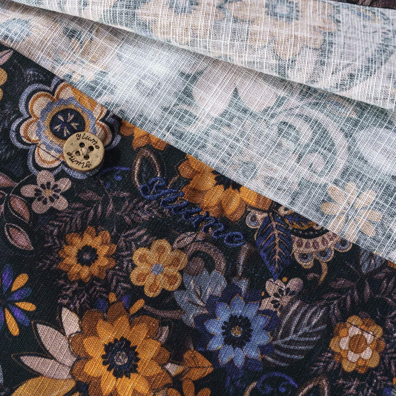 Petal Labyrinth 100% Cotton Men's Long Sleeve Button-Down Shirt Aloha Hawaiian