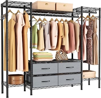 Golpart Heavy Duty Clothes Rack Metal Wardrobe with Adjustable Wire Shelves