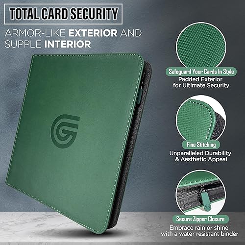 Miniatura 3 de Carpeta prémium con cremallera para tarjetas, 3 tamaños y 5 colores, bolsillos laterales seguros, exterior de armadura Komodo, interior de gamuza