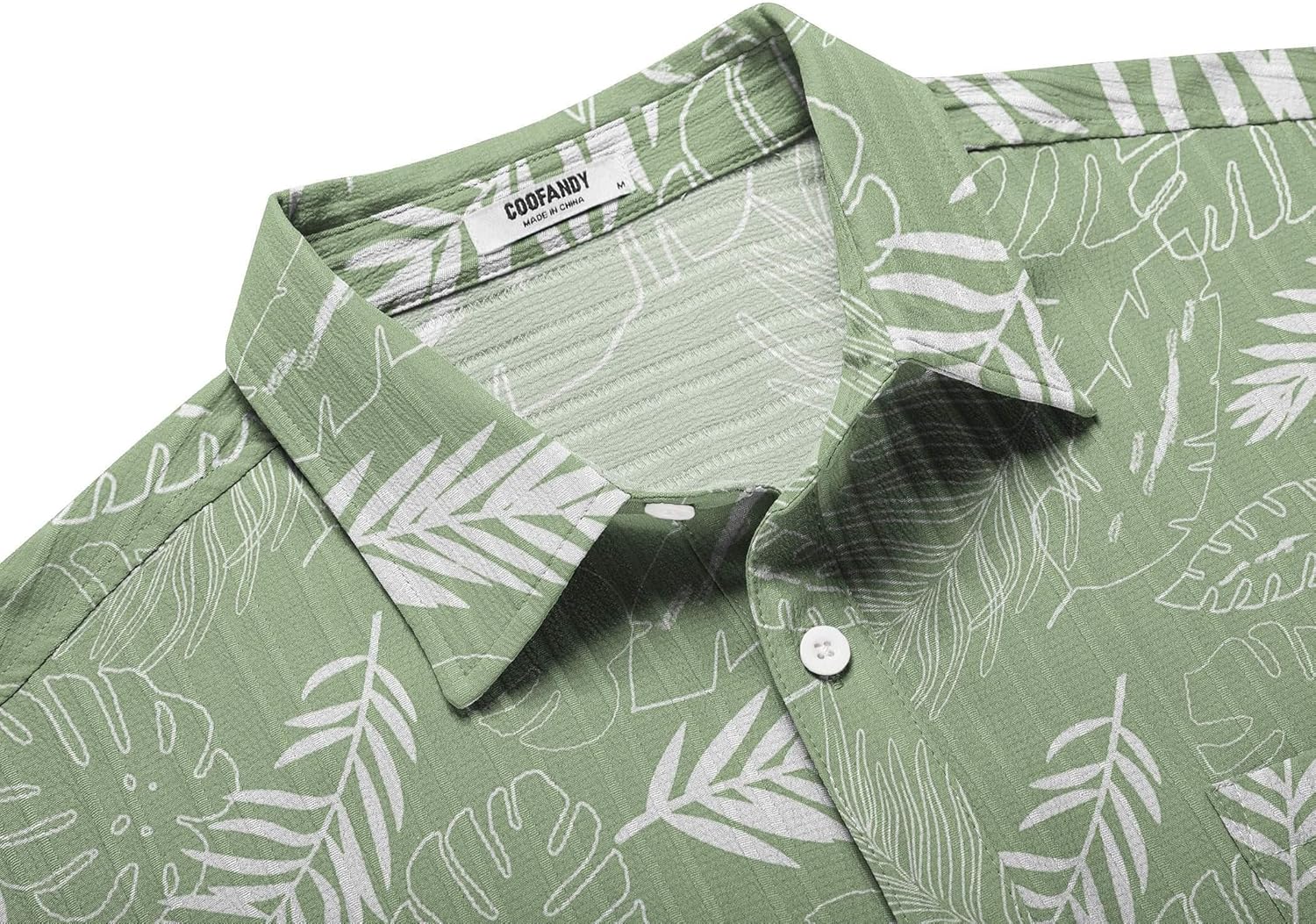 COOFANDY Men's Casual Button Down Shirts Short Sleeve Textured Summer Beach Shirt with Pocket - Image 5