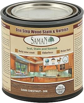 SamaN SAM-308-8 8-Ounce Interior Stain for Fine Wood for Seal, Stain and Varnish, Dark Chestnut