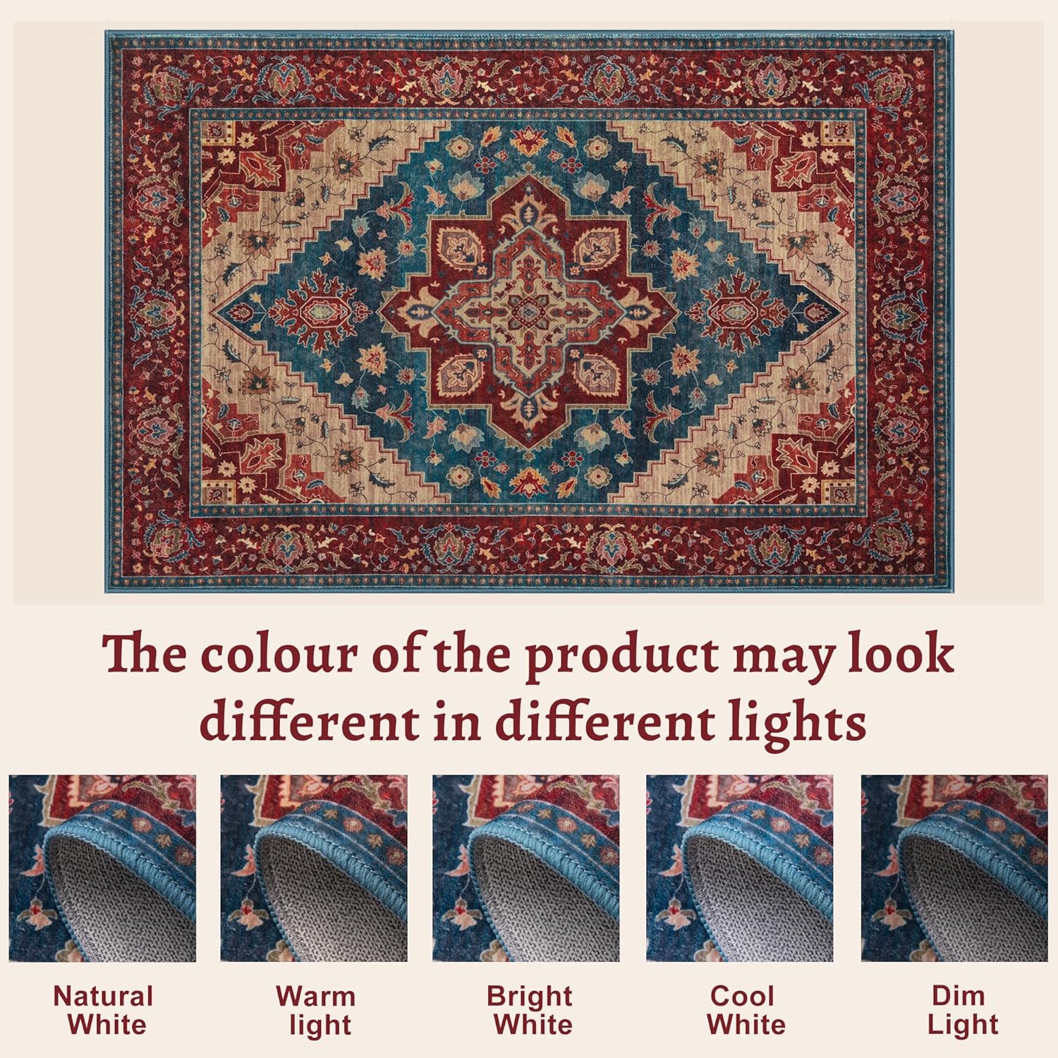 Tangsoo 2x6 Washable Runner Rug for Hallways, Non Slip Vintage Runner Rug, Soft Boho Low Pile Long Rug Runner, Print Distressed Red Carpet Runners for Kitchen Bedroom Entryway Living Room Oriental