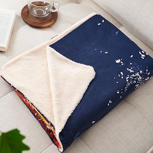 Miniatura 5 de SKOLOO Manta de fútbol para niñas y niños manta suave de color rojo y naranja para sofá manta cálida y acogedora de piel para adolescentes niñas