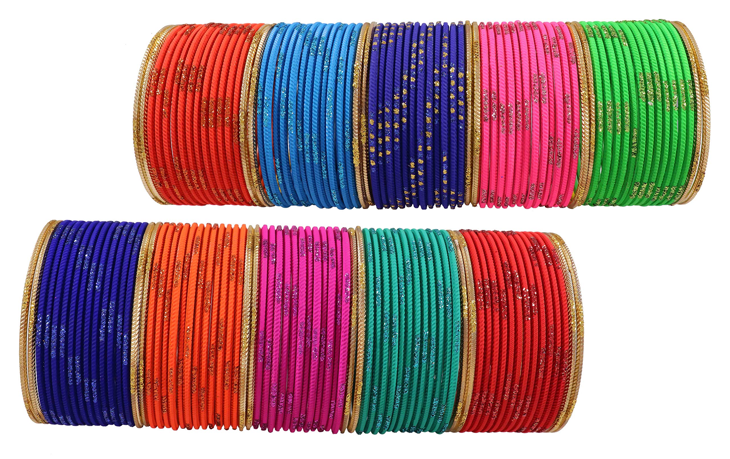 Base and Zari Dotted Bangle Set for Girls, Pack of 144