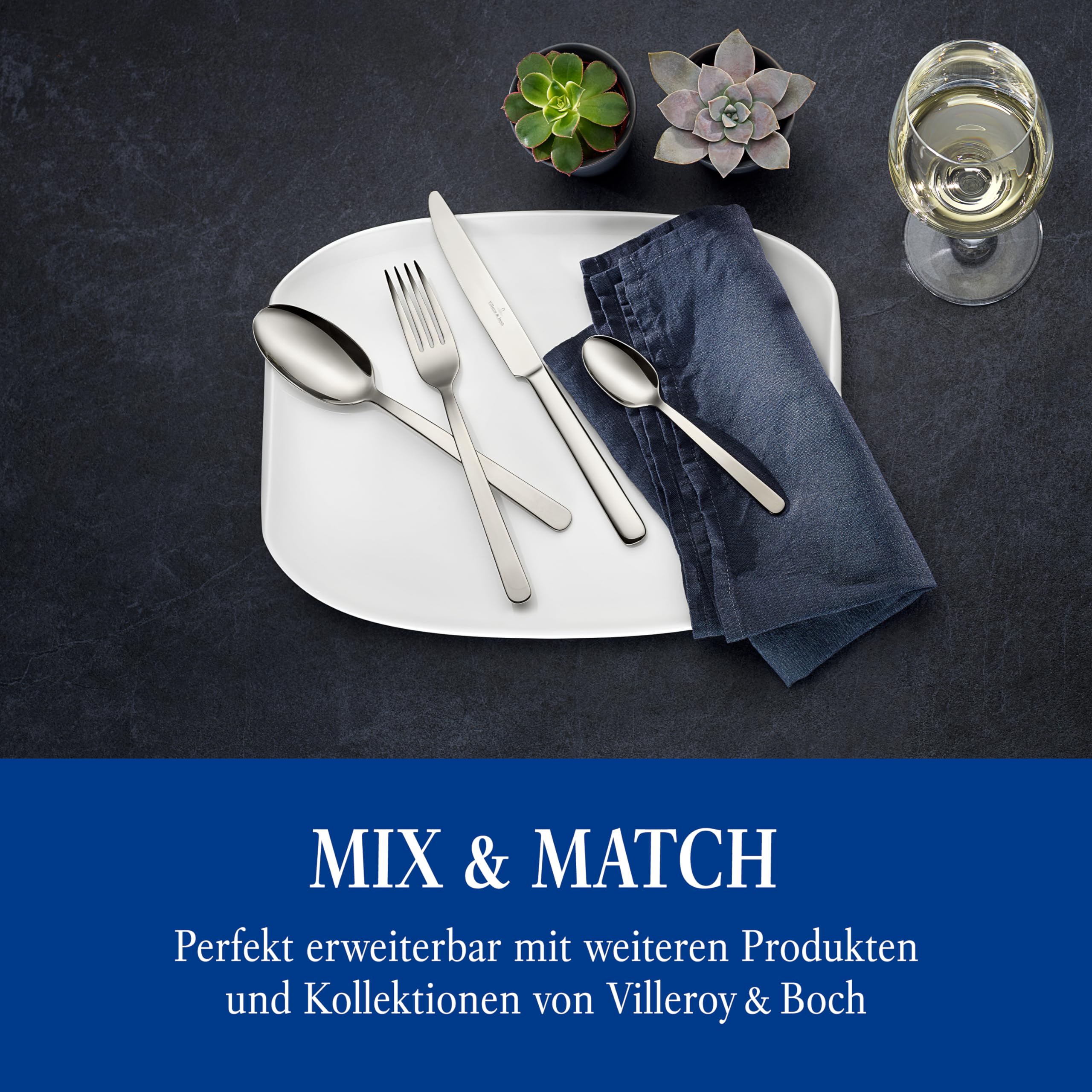 Villeroy & Boch - Louis Tafelbesteck 24 teilig für 6 Personen, Spülmaschinenfest, Rostfrei, Besteck Set, Essbesteck Set, Besteckset, Cutlery Set, Messer, Gabel, Löffel, Edelstahl