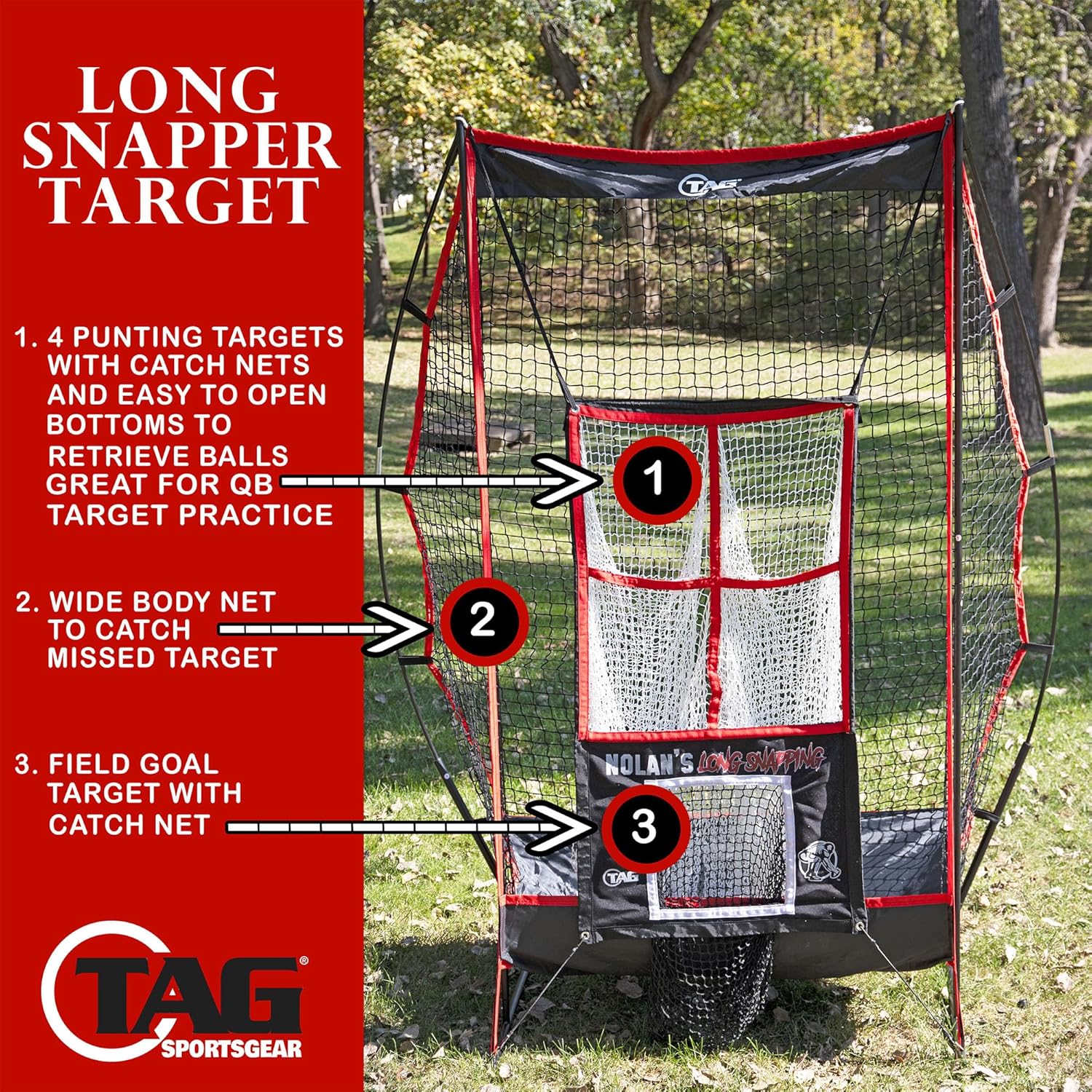 TAG ポータブルフットボールキックネット ロングスナッパーターゲット付き 4つのパンティングターゲット ボールキャッチシステム 数