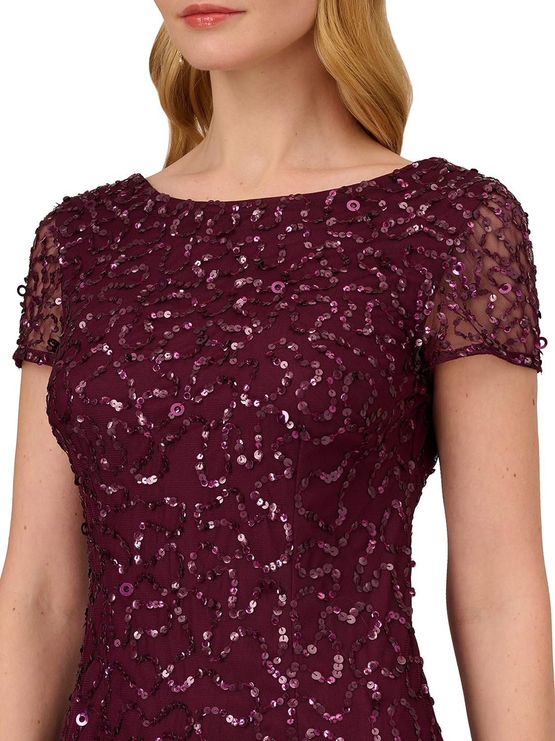 Adrianna Papell Women's Beaded Short Sleeve Gown - Image 4