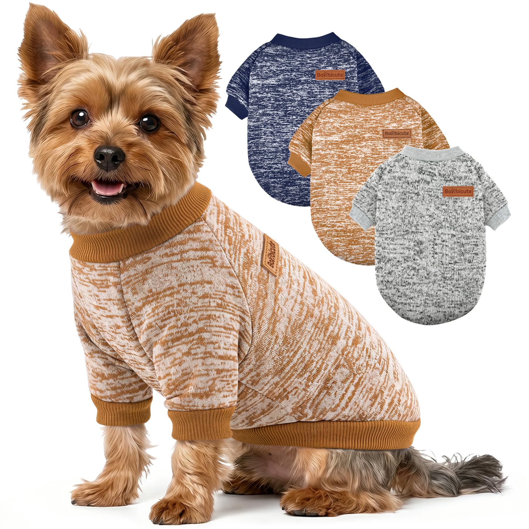 3 Pack Dog Sweaters for Small Dogs Girl Boy Winter Fleece Clothes Warm Soft Dog Sweatshirt Outfit for Dogs Cats Pet Apparel
