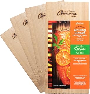 Camerons Cedar Grilling Planks - 4 Pack (5.5"x11.5") - Premium Natural Cedar Wood - Easily Infuse Smoky Flavor into BBQ Salmon, Fish, Meat, Veggies, and More - Sourced in the USA - Grilling Gift Idea
