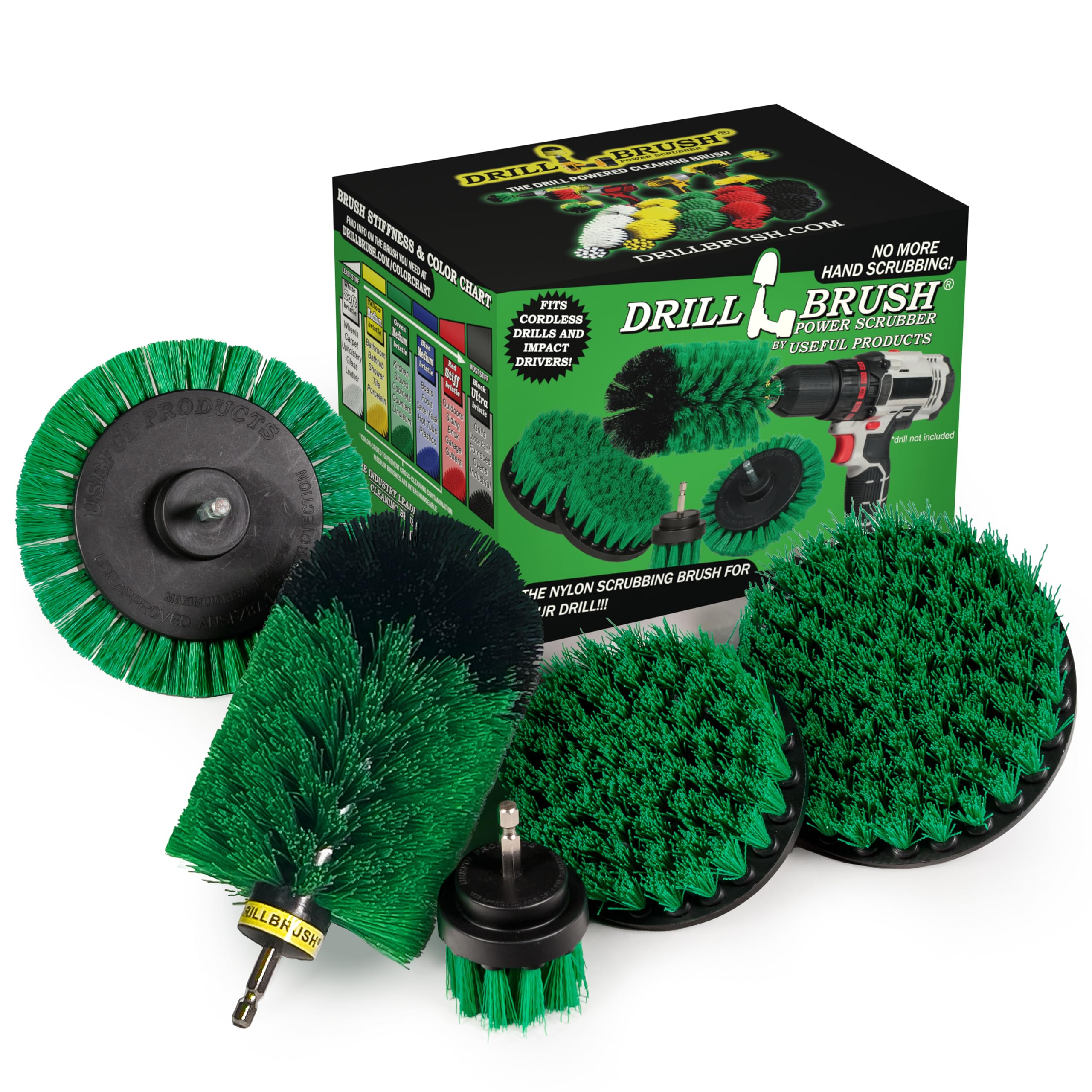 Rotating Nylon Spin Scrubber - Grout and Oven Cleaner Brush Set