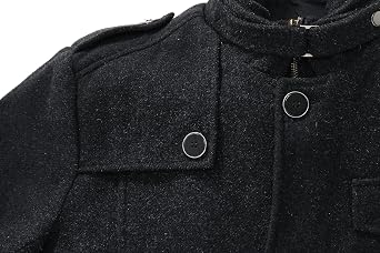 wantdo Men's Wool Blend Jacket Stand Collar Windproof Pea Coat