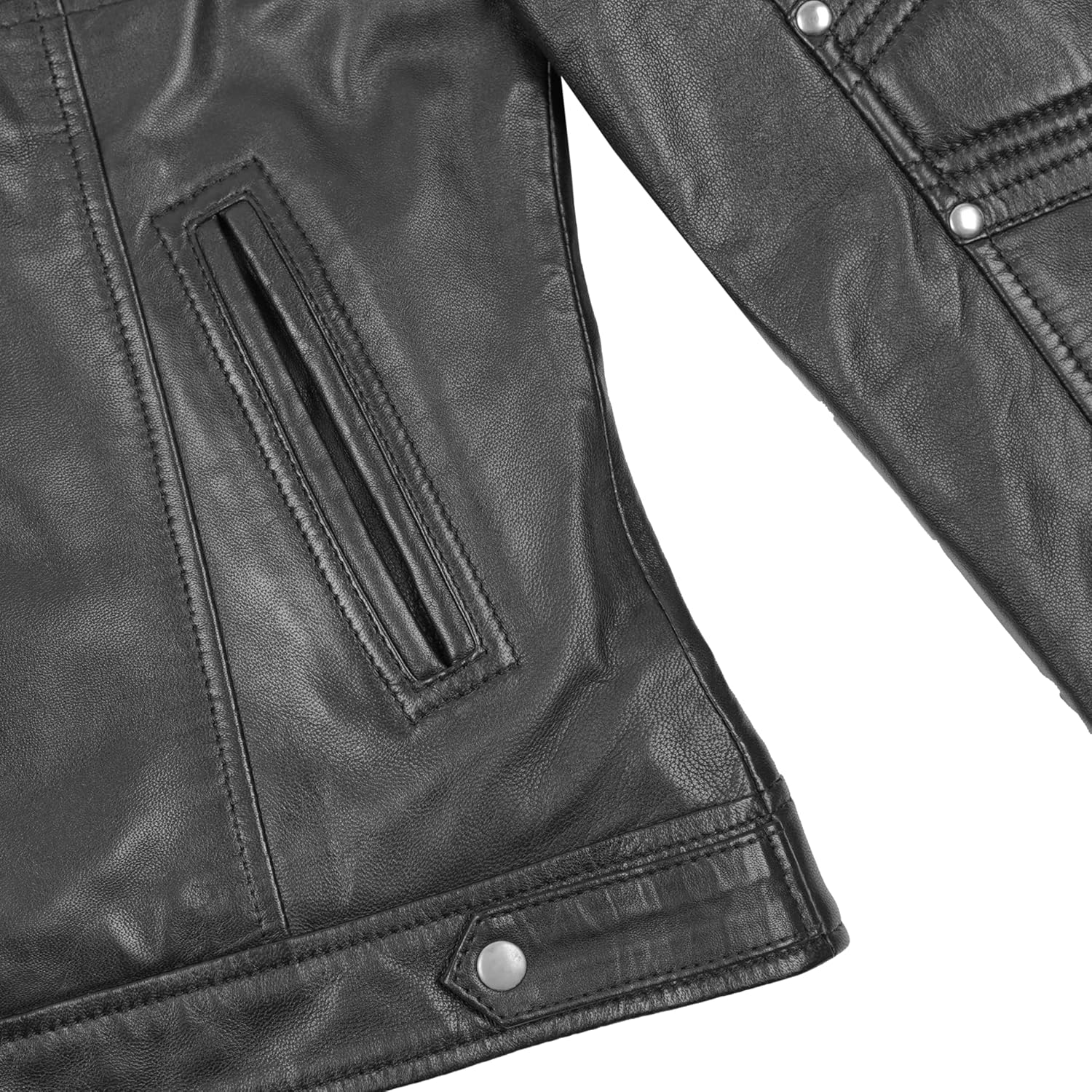 Leatherick Premium Lambskin Leather Ladies Cafe Racer Biker Jackets Stylish Zip-Up Motorcycle Jacket with Functional Pockets - Image 5