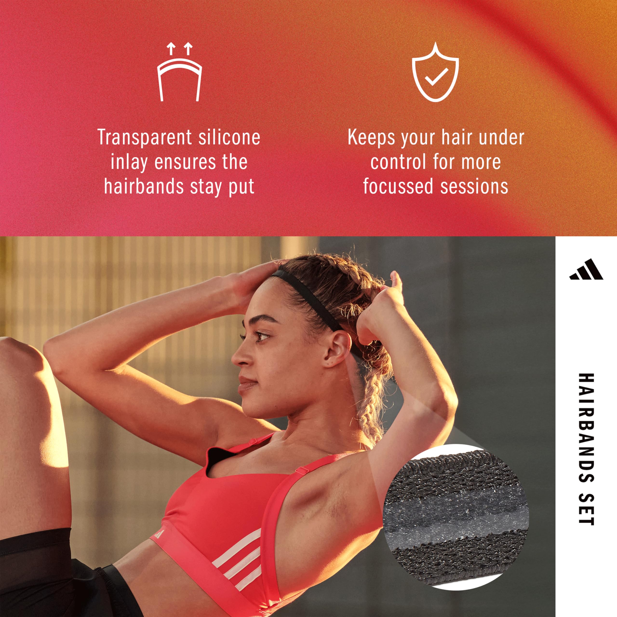 Sportowe opaski do włosów adidas (3 sztuki)