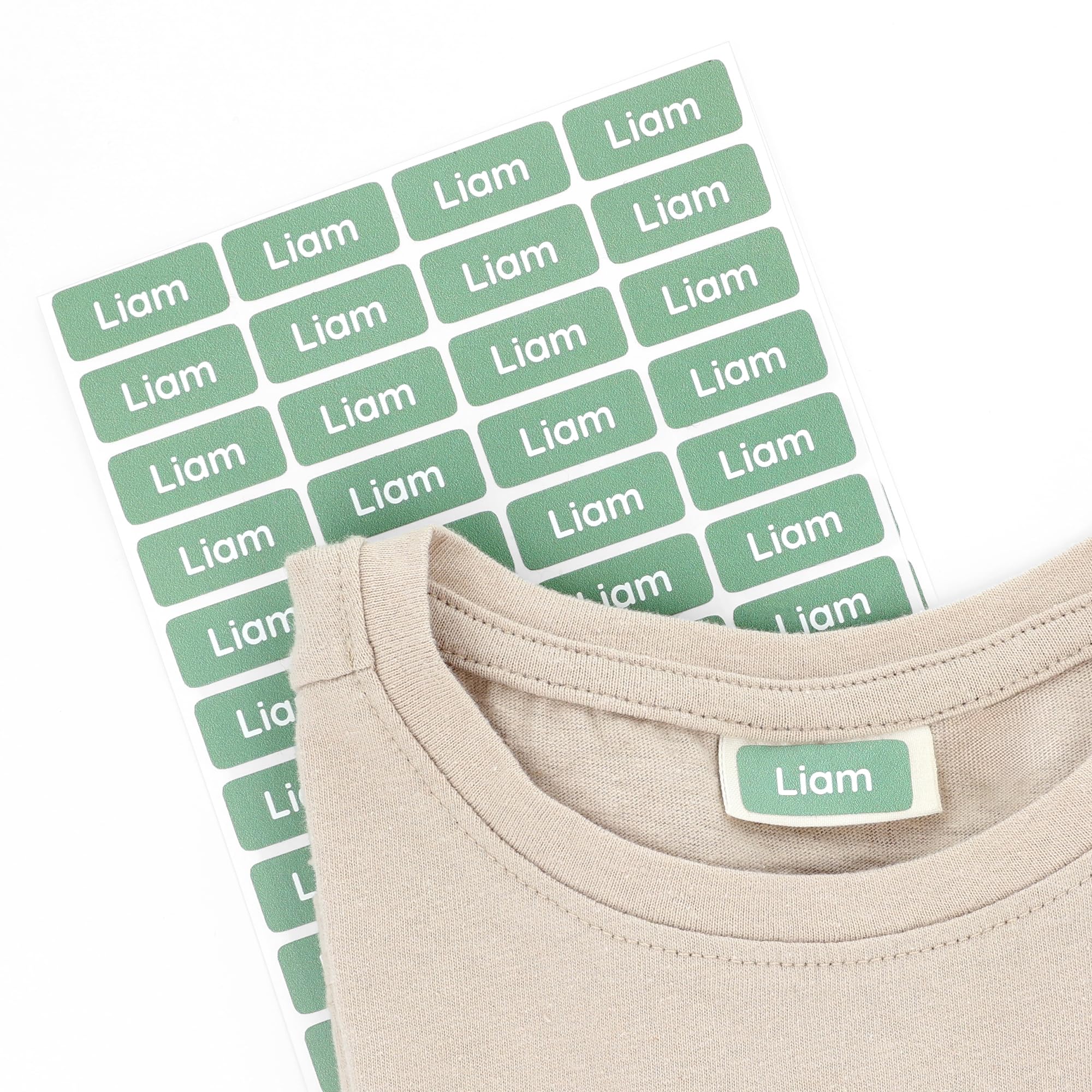 TeddyLabels - Clothing Labels for Nursing Home (120) – Self-Adhesive Name Tags for Clothes and Personal Items. Personalized Labels for Daycare,